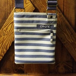 Purple-white striped crossbody bag